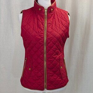 NWT C'esttoi Red Quilted Vest Size Small